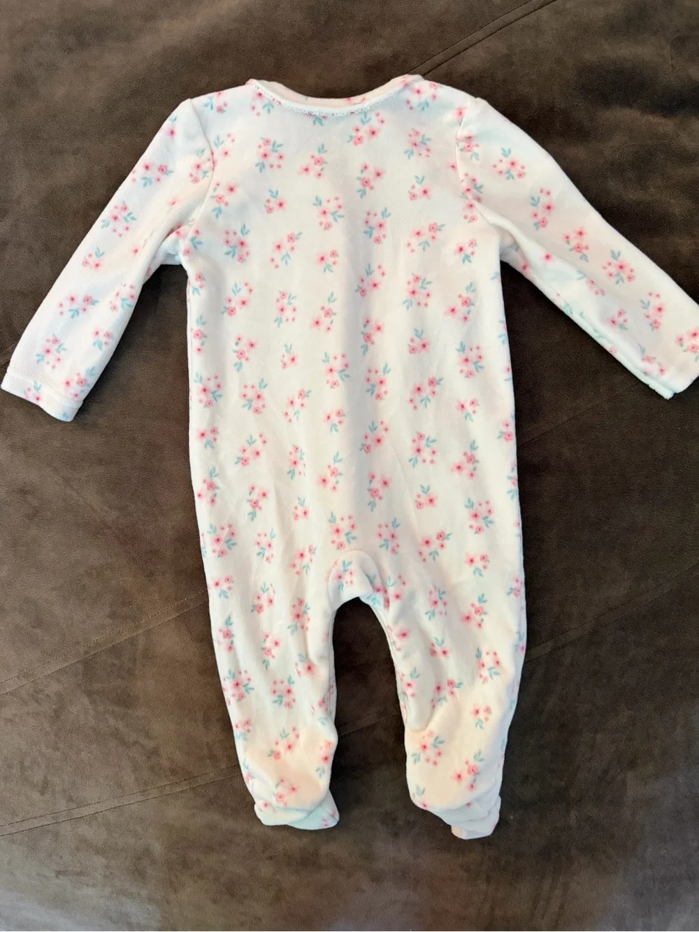 Princess Rose Pink and White Floral Footed One-Piece Sleepers - Set of 2